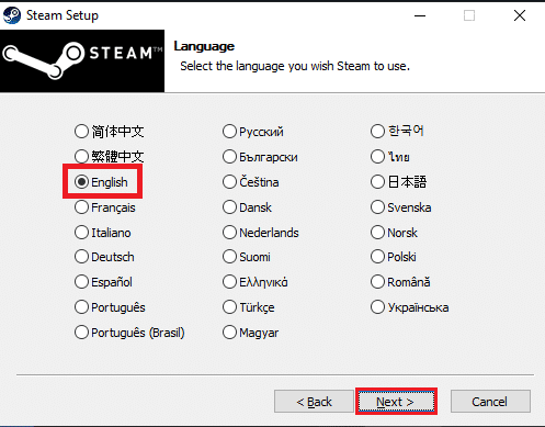 Select language and click on Next. Fix Steam freezes When Installing Game