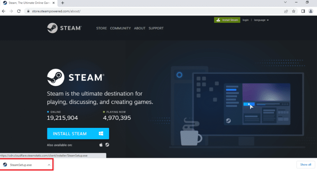 Click on SteamSetup.exe. Fix Steam freezes When Installing Game
