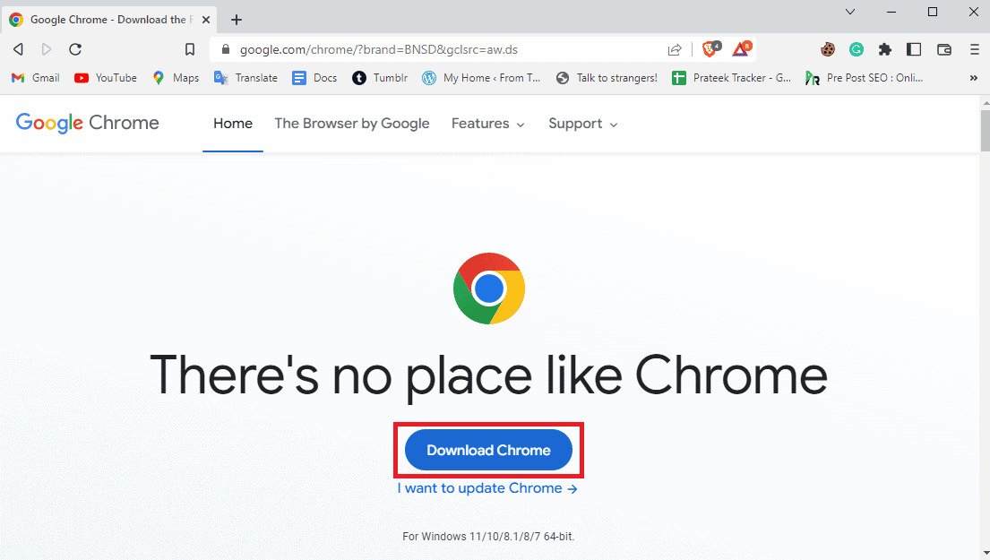 Click the Download Chrome button to download Chrome