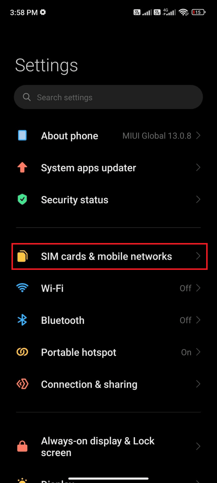 tap the SIM cards mobile networks option. Fix Google Play Store Error Checking for Updates