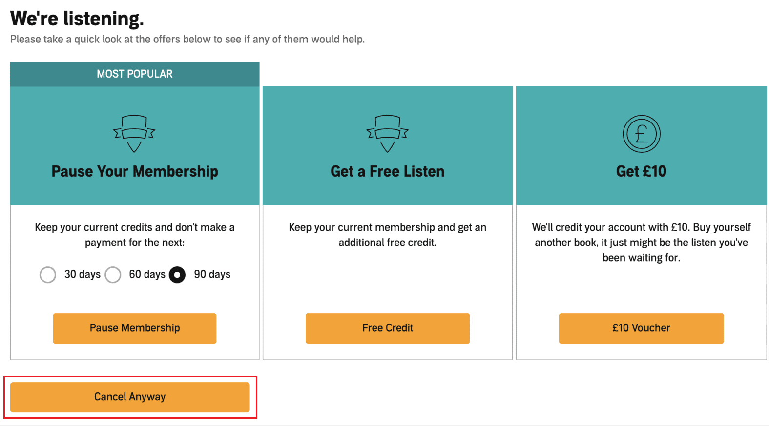 Click on Cancel Anyway to confirm the cancellation of your subscription | How to Cancel Audible Membership