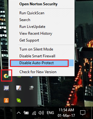 Disable auto-protect to disable your Antivirus | Fix Application Error 0xc0000005