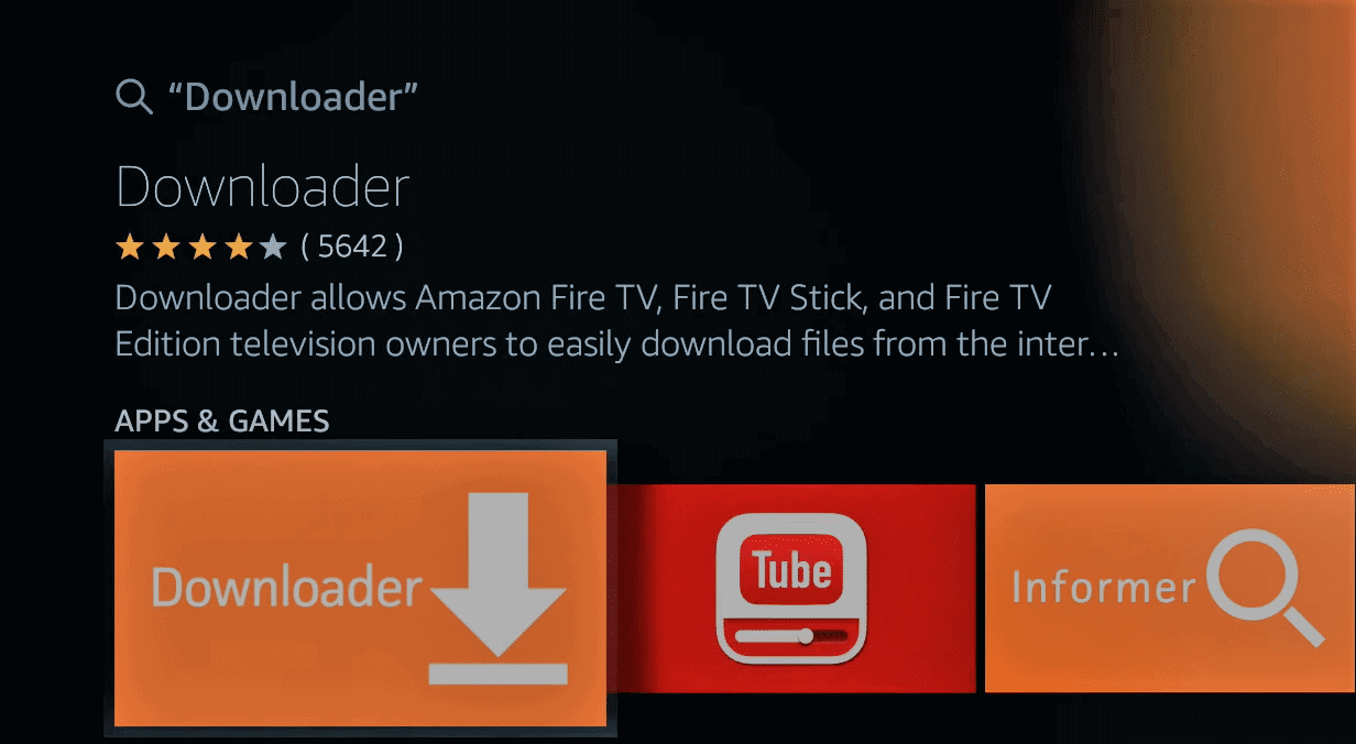 Downloader app on amazon firestick or firetv