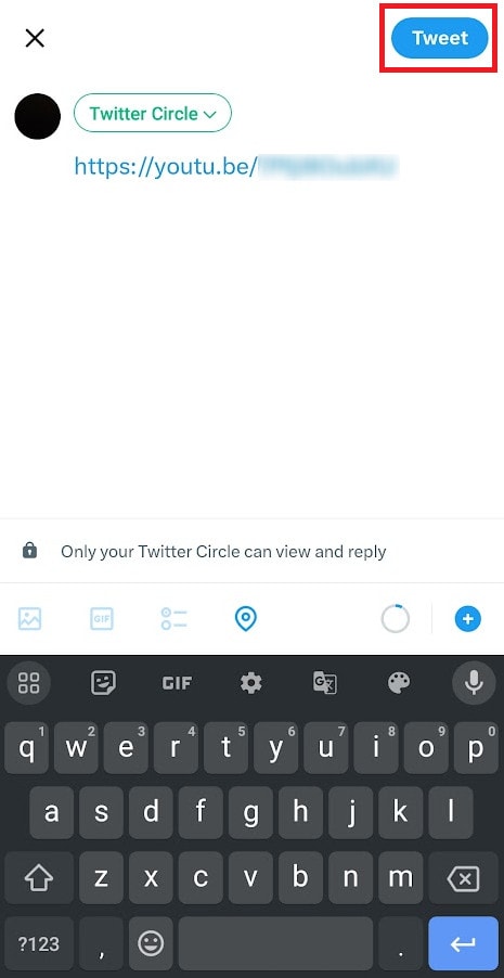 Edit the tweet and tap on Tweet | How to Embed a YouTube Video on Twitter Android App