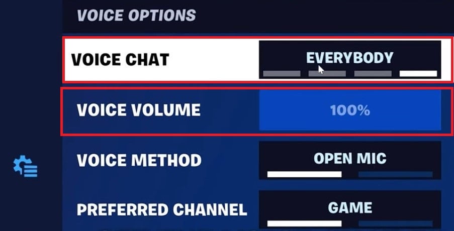 Enable VOICE CHAT for EVERYBODY. Set VOICE VOLUME to 100%.