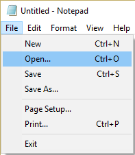 From notepad select File then click Open