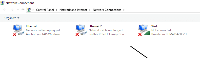 Hit the enter button and Network Connections screen will open up.