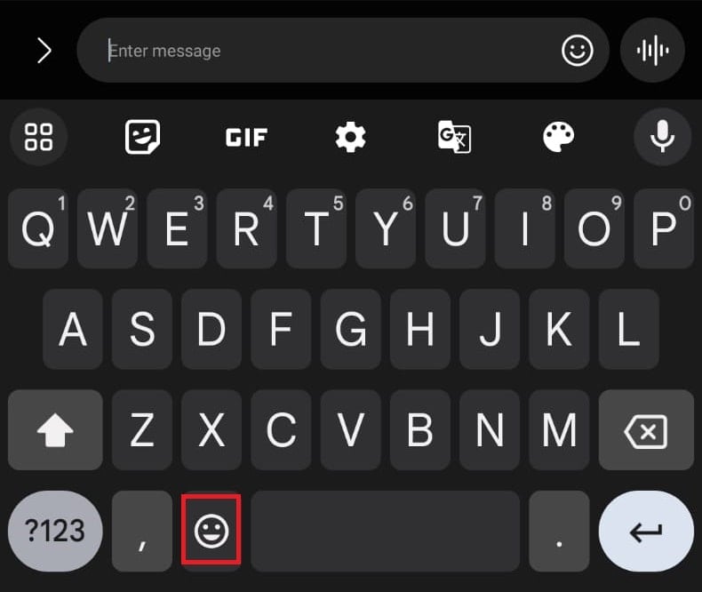 tap on the smiley (emoji) icon on the keyboard