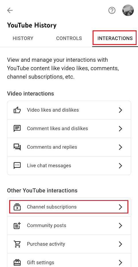 INTERACTIONS tab - Other YouTube interactions - Channel subscriptions | How to See When You Subscribed to a YouTube Channel