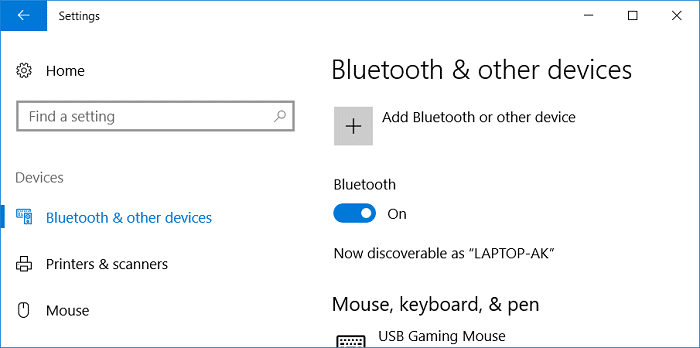 Make sure to Turn ON or enable the toggle for Bluetooth