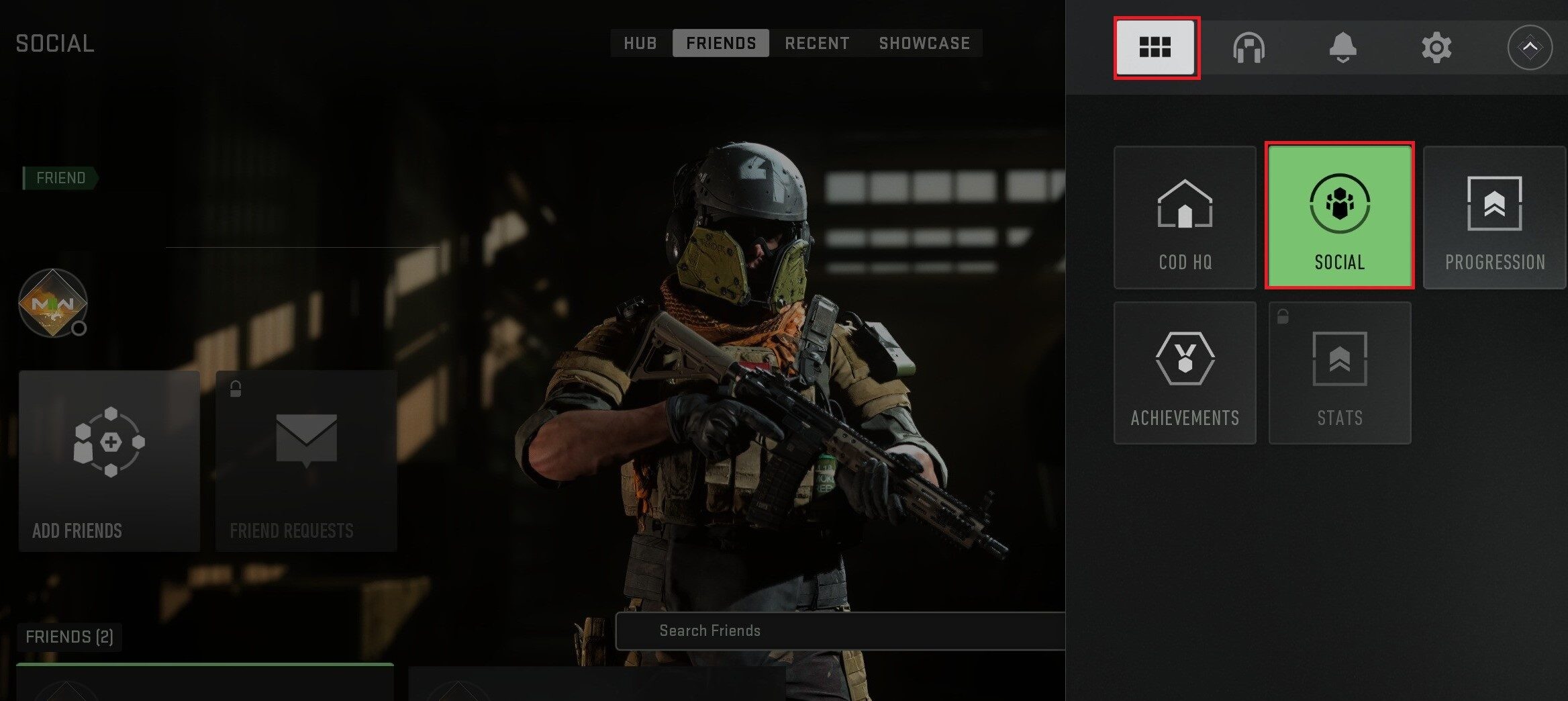 Navigate to the SOCIAL tab at the top right corner of the in-game menu. | modern warfare 2 invite to party locked