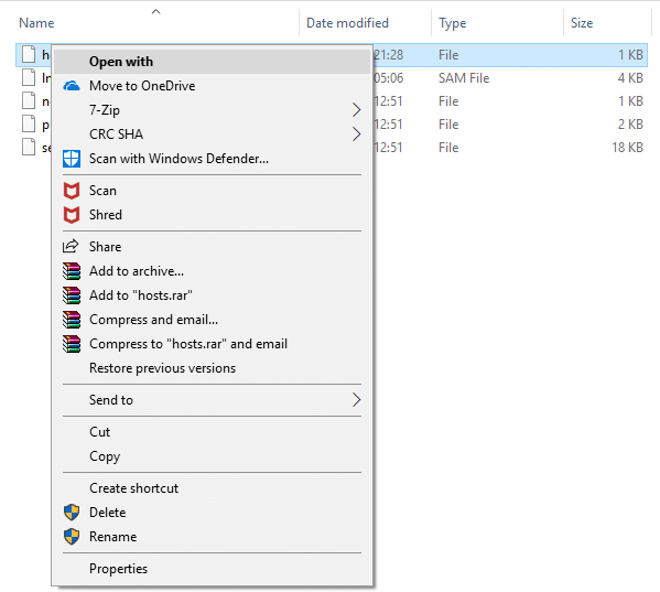 Open host files by right-clicking on it and select Open with