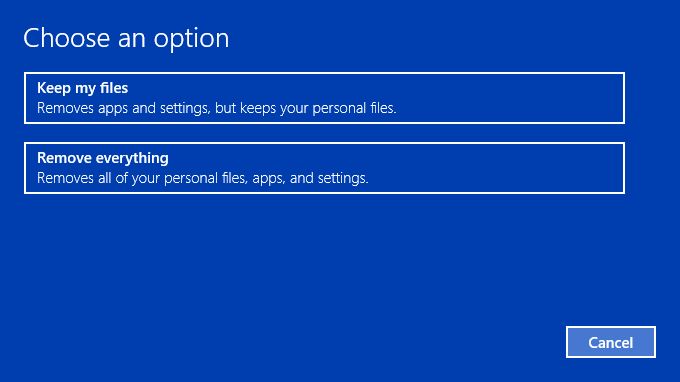 Select the option to Keep my files and click Next | Fix Can't log in to Windows 10