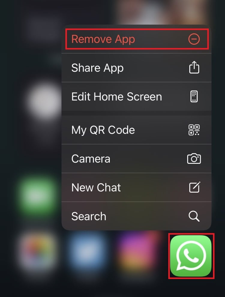 Tap and hold the WhatsApp icon. Tap on Remove App | whatsapp stuck on connecting