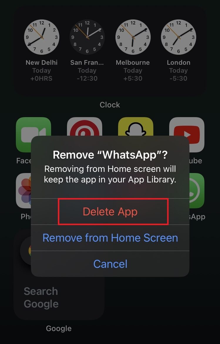 Tap on Delete App to confirm.