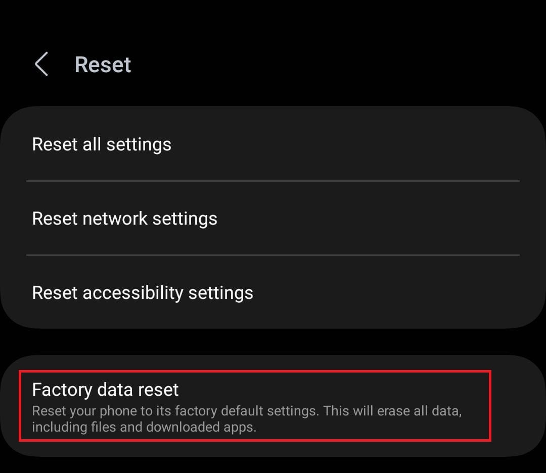 Tap on Factory data reset.