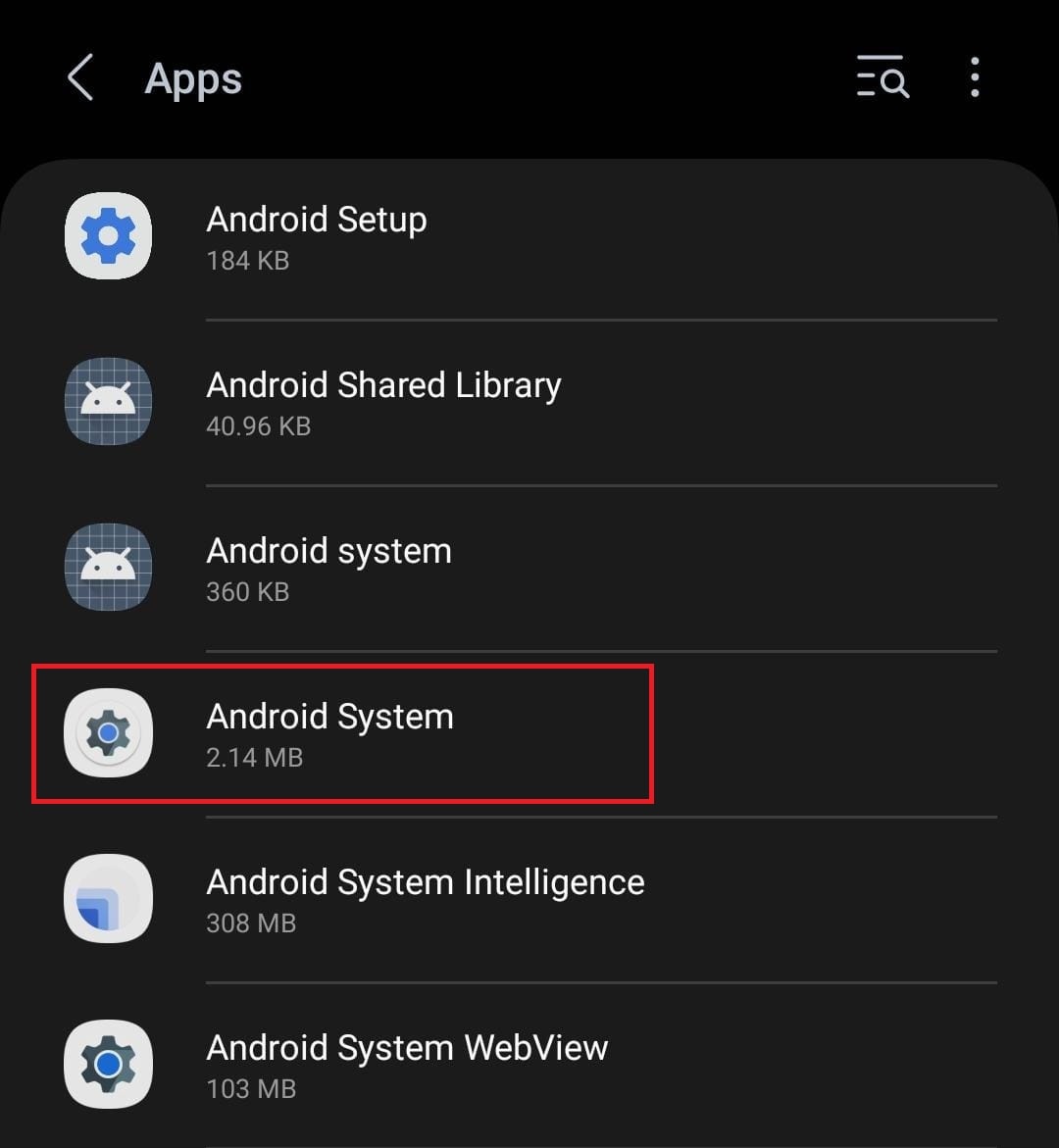 Tap on the Android system option.