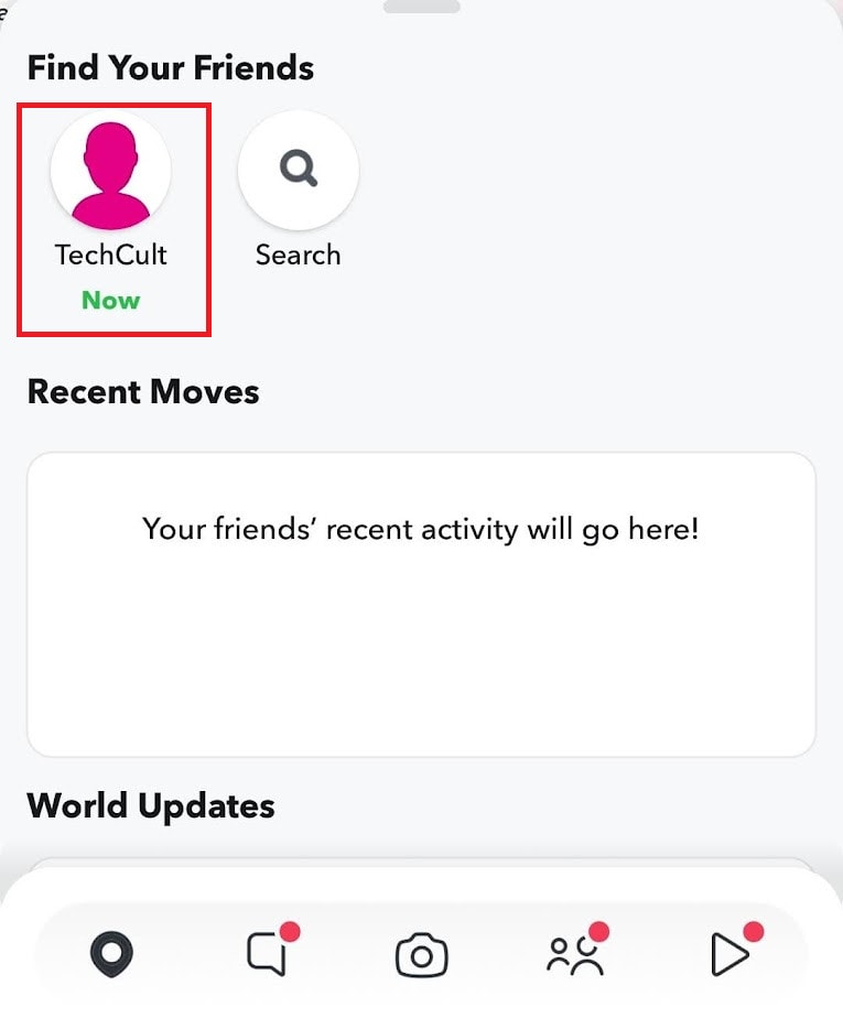 Tap on the desired friend's name to see their location on the map