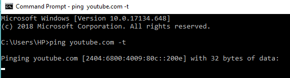 To Access YouTube Using IP address type the command in command prompt