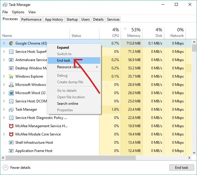 You also end process by right-clicking on the selected process | Kill Resource Intensive Processes with Task Manager