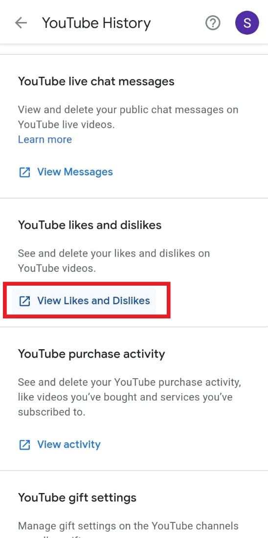 again scroll down, and there you will see the youtube likes and dislikes option. below that, tap on view likes and dislikes. | How to Delete All Liked Videos on YouTube Mobile