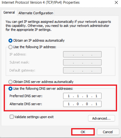 Alternate DNS server settings | How to increase internet speed on Windows 11