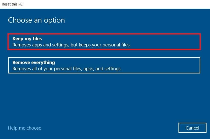 Choose an option page. select the first one | preparing automatic repair Windows 10