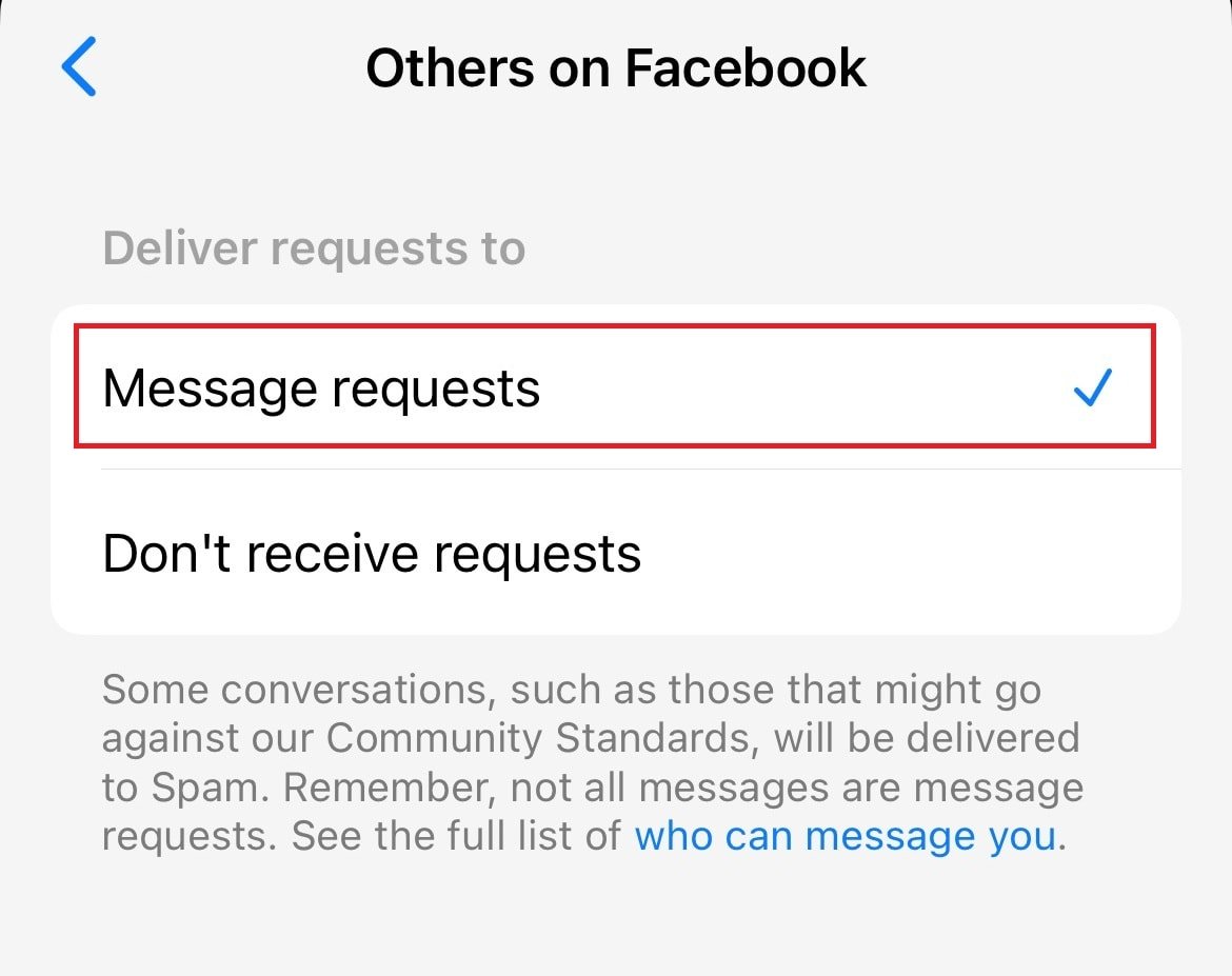 Choose Message requests