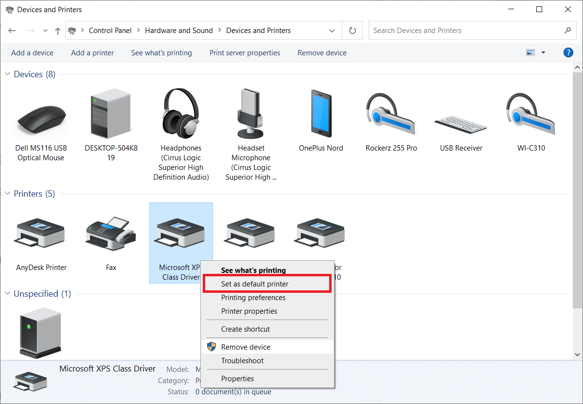 Choose Set as default printer. Fix Printer Installation Issues in Windows 10