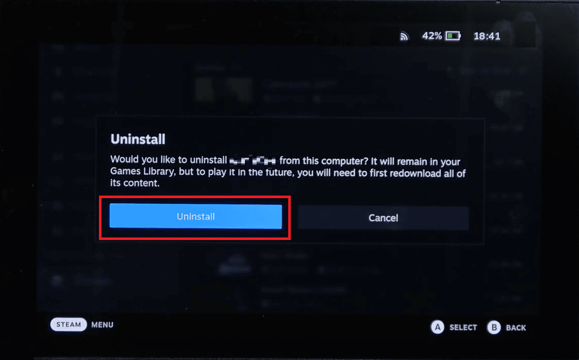 Choose Uninstall in the prompt | NBA 2K24 Crashing on Steam Deck
