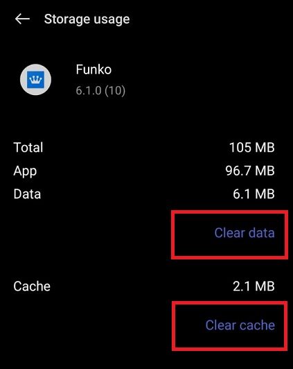 Clear Cache and Data