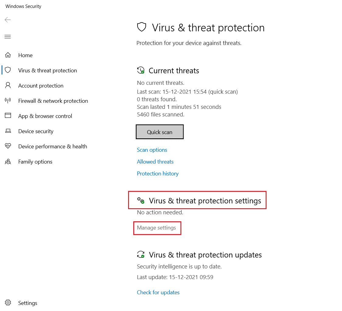 click on Manage Settings in Virus and threat protection settings. Fix Private Internet Access Won’t Connect in Windows 10