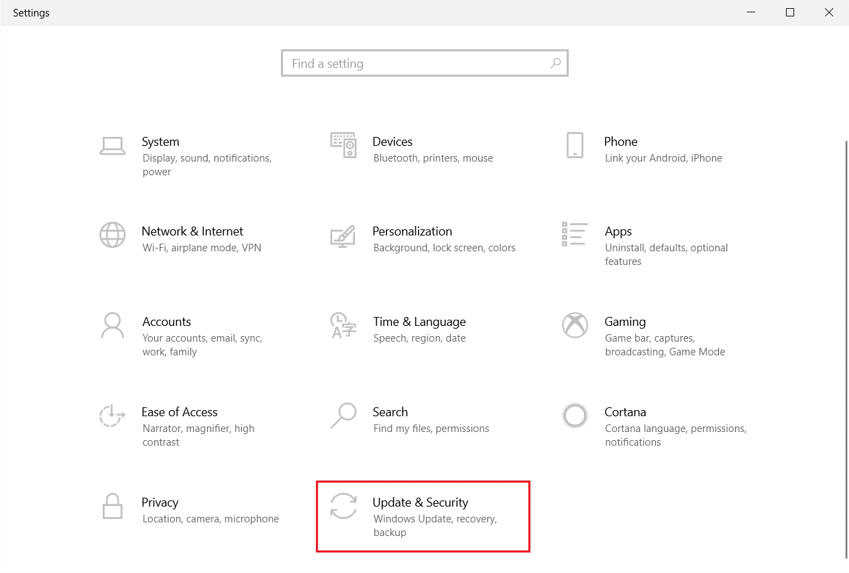 Update and Security. Fix Windows Could Not Search for New Updates
