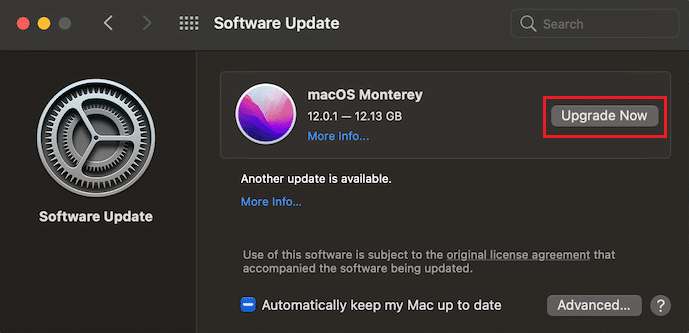 click on Upgrade Now | How to Fix macOS Monterey Wi-Fi Network Issues