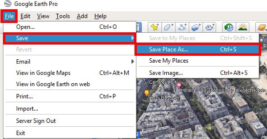Click on File at the top right corner. Hover on Save and then click on Save Place As… 