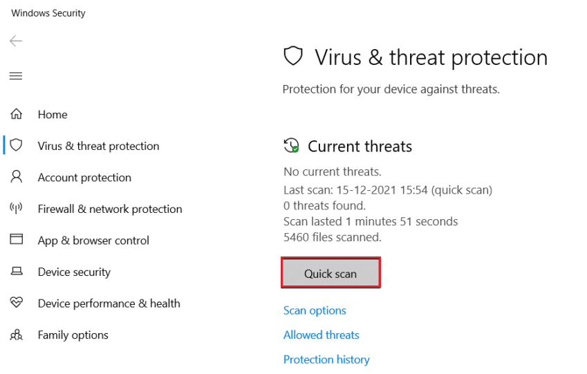 click on Quick scan in Virus and threat protection menu. How to Fix 0x80070015 Bitlocker the Device is Not Ready Error