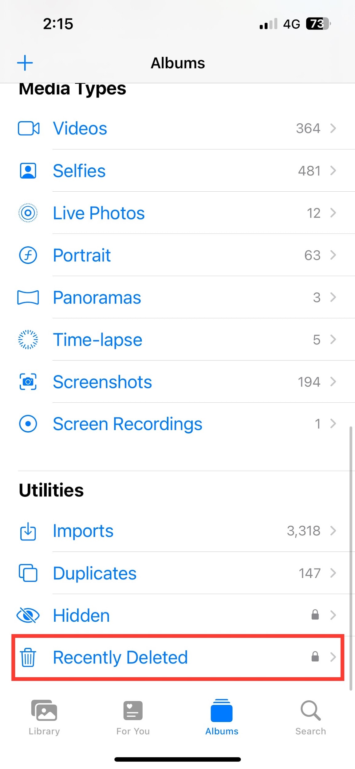 Click on Recently Deleted | how to check iPhone activity log