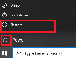 click on the Power icon and select Restart