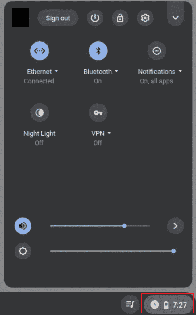 Click on the Quick Settings Panel at the bottom right corner of your screen.