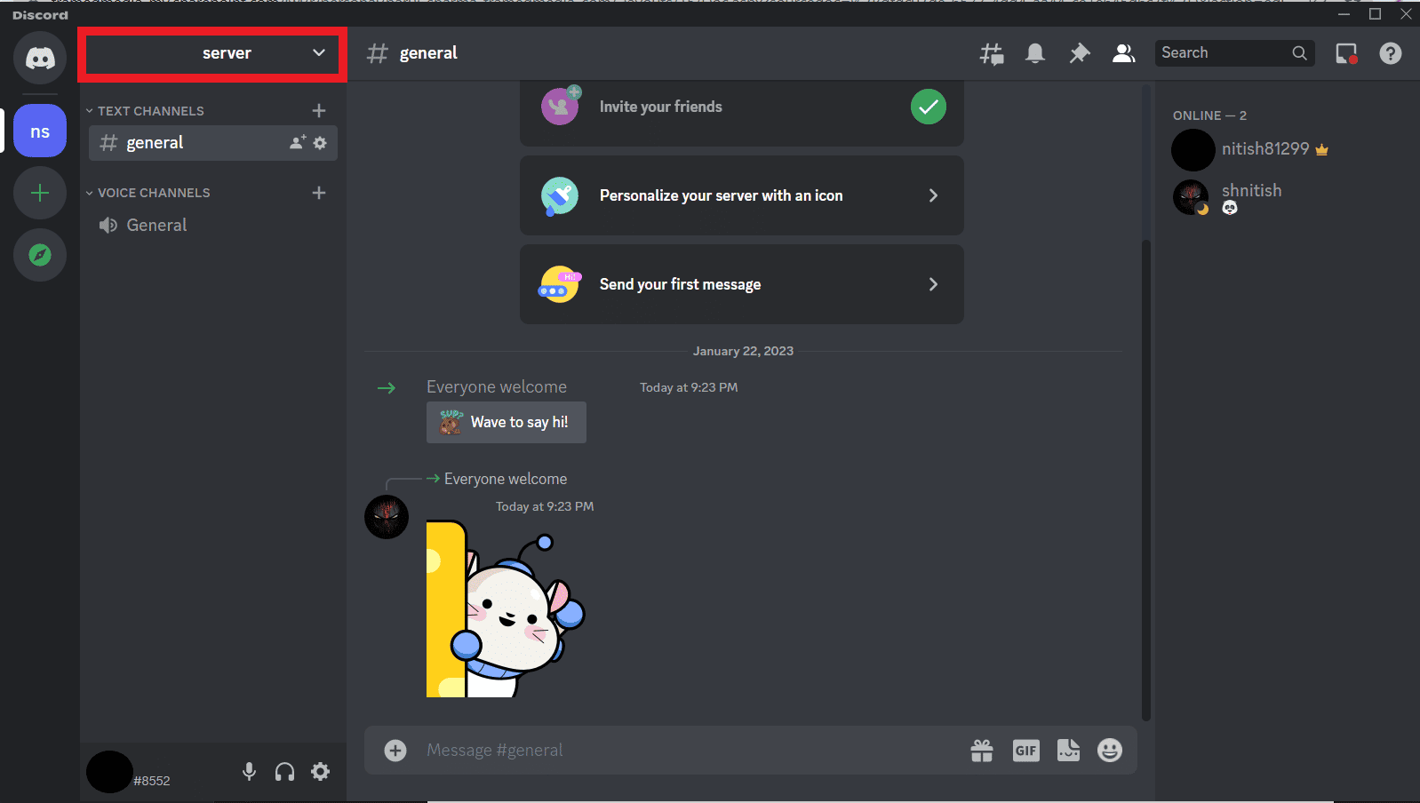 click-on-the-server-name-on-discord