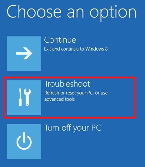 click on Troubleshoot
