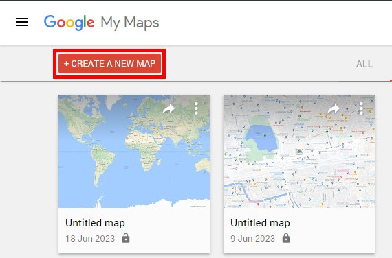 Create a new map by clicking on the CREATE A NEW MAP button
