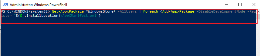 add windows store package command