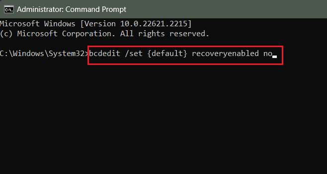 execute the command to disable the automatic repair tool