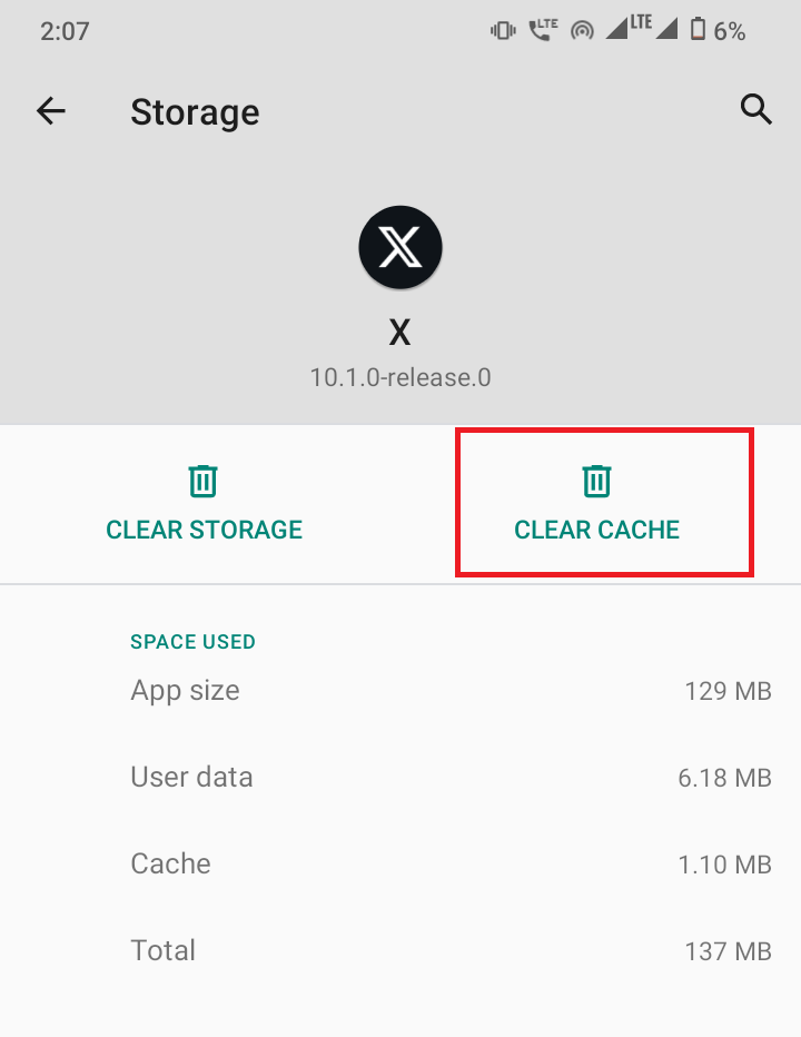 Finally, tap on CLEAR CACHE.
