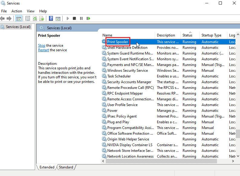 Print Spooler service. Fix Printer Installation Issues in Windows 10