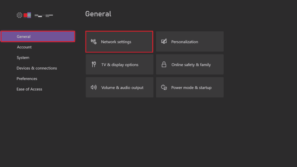 In General section, Select Network settings | Xbox invites delayed