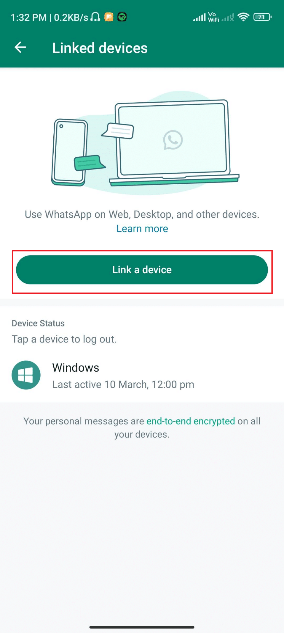 Link a device on whatsapp