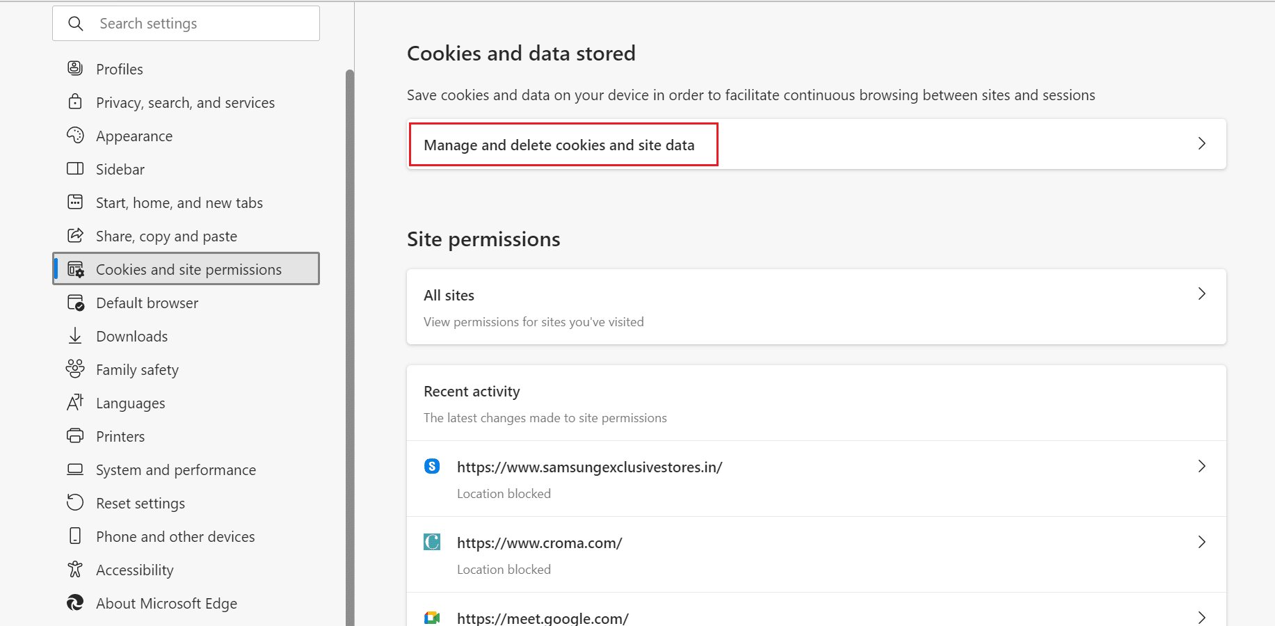 manage and delete cookies and site data | How to Clear Cache and Cookies on Microsoft Edge