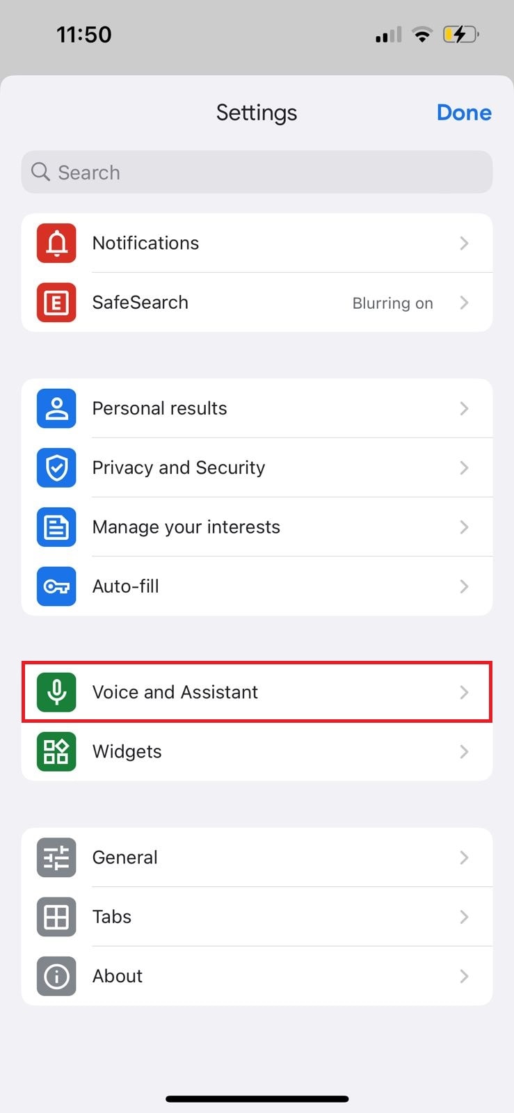 Now, select Voice and Assistant. | How to Replace Siri with Google Assistant on iPhone